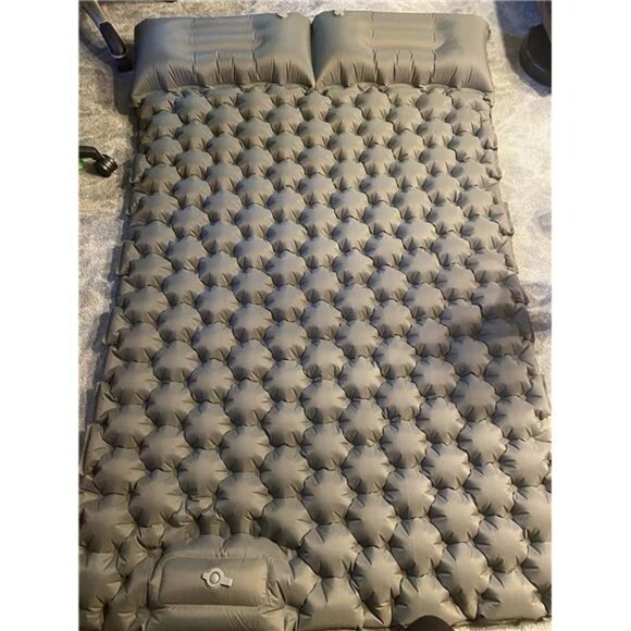 Sleeping Pad 2 Person with Pillow Built-in Foot Pump Camping Sleeping Mat, Gray - Picture 8 of 8